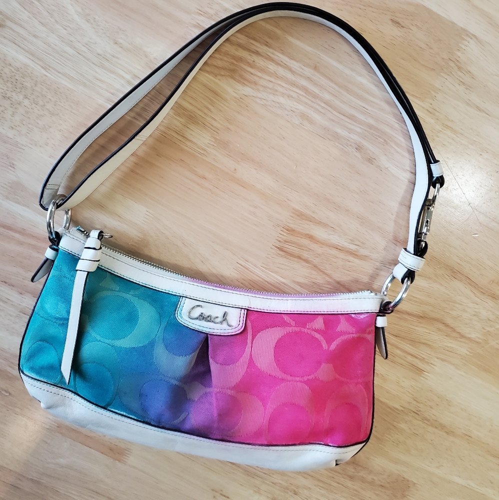 ♡☆Neon Ombre Coach Park Signature EW Duffel Crossbody OOak Shoulder bag Tie Dye♡